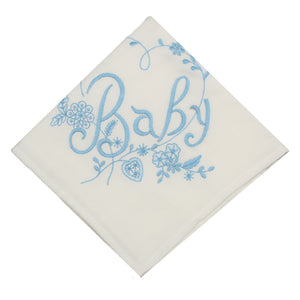 Portuguese Embroidered Blue Baby Burp Cloth "Baby"
