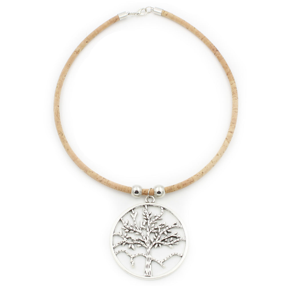100% Natural Vegan Portuguese Cork Necklace with Tree of Life Pendant