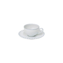 Load image into Gallery viewer, Costa Nova Pearl 3 oz. White Coffee Cup and Saucer Set
