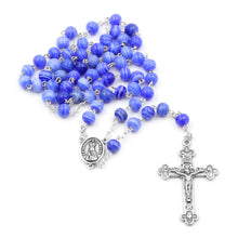 Load image into Gallery viewer, Blue Glass Beads Our Lady of Fatima Catholic Rosary
