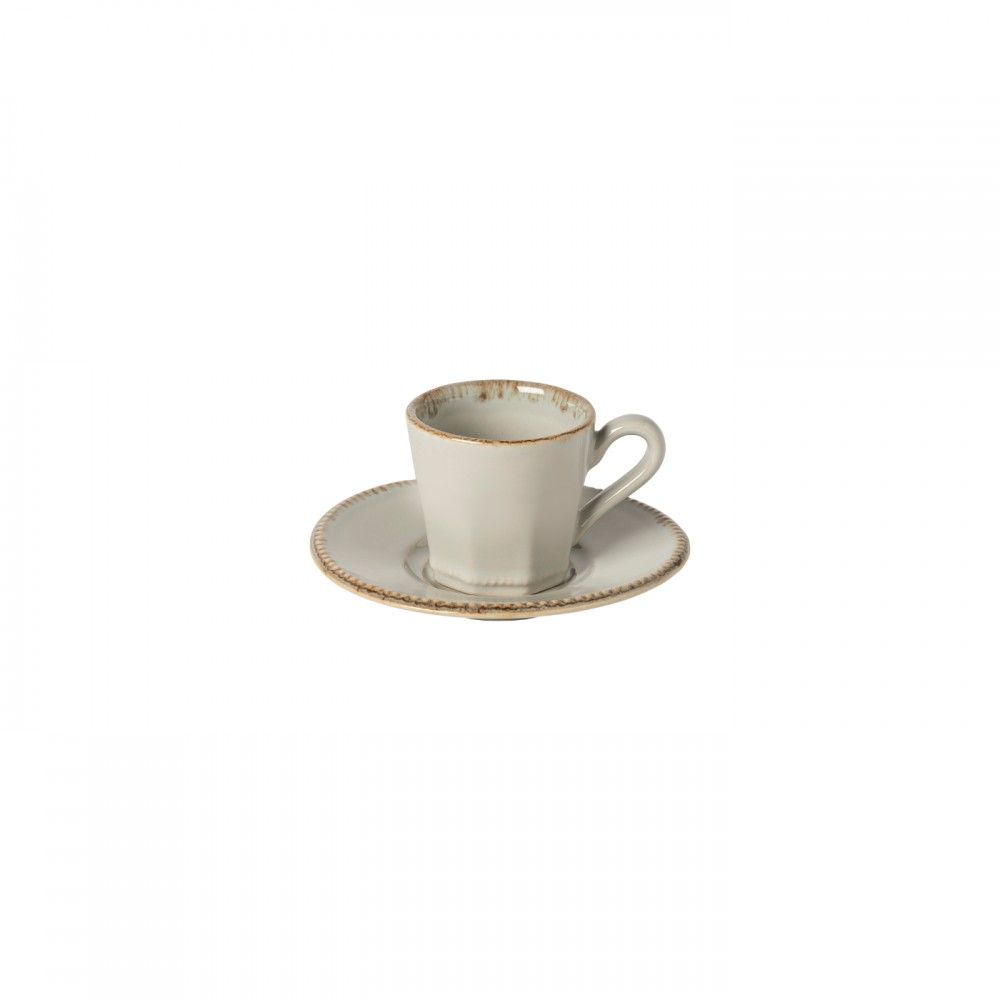 Costa Nova Luzia 5 oz. Ash Grey Coffee Cup and Saucer Set