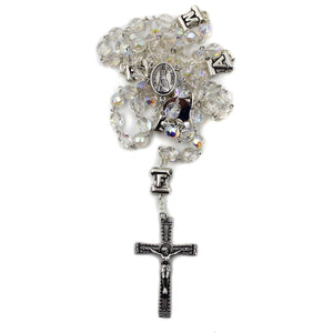 Our Lady of Fatima Clear Glass Rosary with Fatima Letters