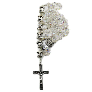 Our Lady of Fatima Clear Glass Rosary with Fatima Letters