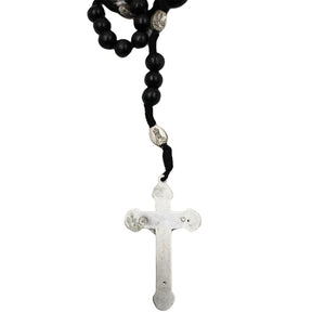 Our Lady of Fatima Black Wood Shiny Beads Rosary