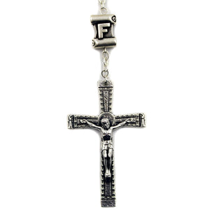 Our Lady of Fatima White Glass Rosary with Fatima Letters
