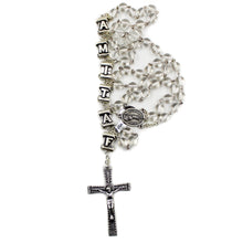 Load image into Gallery viewer, Our Lady of Fatima White Glass Rosary with Fatima Letters
