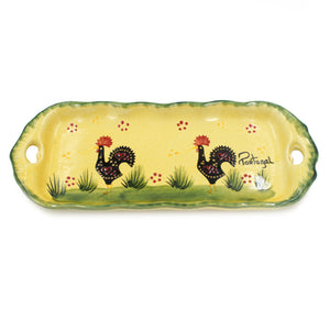 Hand-Painted Traditional Rooster Ceramic Tart Tray