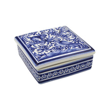 Load image into Gallery viewer, Coimbra Ceramics Hand-painted Decorative Medium Square Box with Lid XVII Cent Recreation #209
