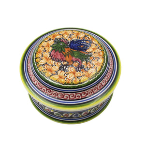 Coimbra Ceramics Hand-painted Decorative Round Box with Lid XVII Cent Recreation #210