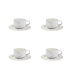 Vista Alegre Carrara Tea Cup & Saucer, Set of 4