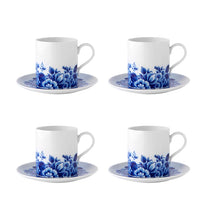 Load image into Gallery viewer, Vista Alegre Blue Ming Tea Cups and Saucers, Set of 4
