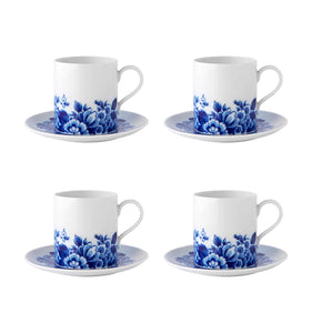Vista Alegre Blue Ming Tea Cups and Saucers, Set of 4