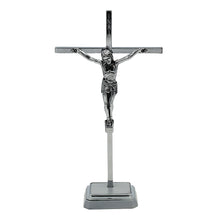 Load image into Gallery viewer, 8.5&quot; Metallic Altar Chrome Crucifix With Stand
