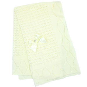 Maiorista Made in Portugal Knitted Pearl Baby Blanket with Bow