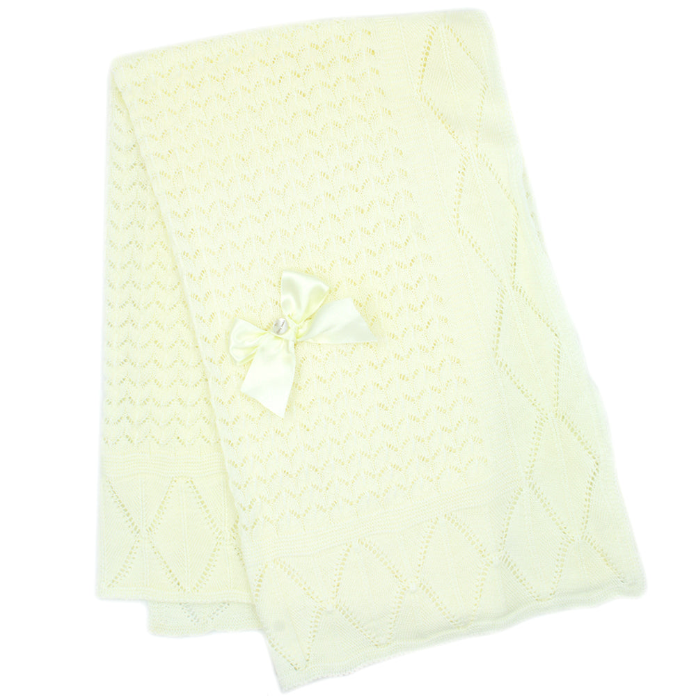 Maiorista Made in Portugal Knitted Pearl Baby Blanket with Bow