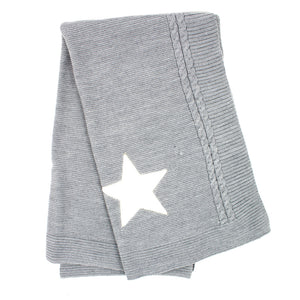 Maiorista Made in Portugal Knitted Grey Baby Blanket with Star