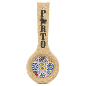 100% Natural Cork Spoon Rest With Portuguese Tile #09785