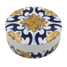 Load image into Gallery viewer, Portuguese Ceramic Tiles Porcelain Round Jewelry Box
