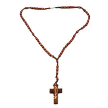 Load image into Gallery viewer, Handmade in Portugal Brown Wood Rosary Necklace
