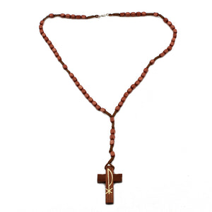 Handmade in Portugal Brown Wood Rosary Necklace