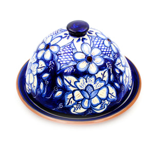 Hand-painted Portuguese Pottery Clay Terracotta Covered Cheese Dish