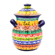 Load image into Gallery viewer, Hand-painted Portuguese Pottery Clay Terracotta Salt Jar With Lid
