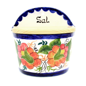 Hand-painted Portuguese Pottery Clay Terracotta Salt Holder