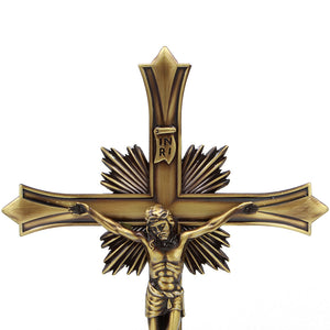 12" Metallic Altar Crucifix With Stand