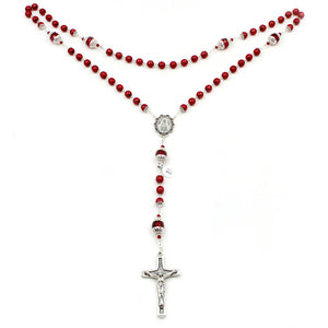 Handmade Bohemian Red Glass Beads Our Lady of Fatima Rosary