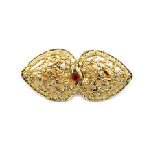 Load image into Gallery viewer, Traditional Portuguese Filigree Costume 2 Hearts Pin with Stone
