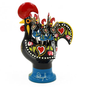 Hand-painted Traditional Portuguese Aluminum Rooster With 6 Appetizer Forks