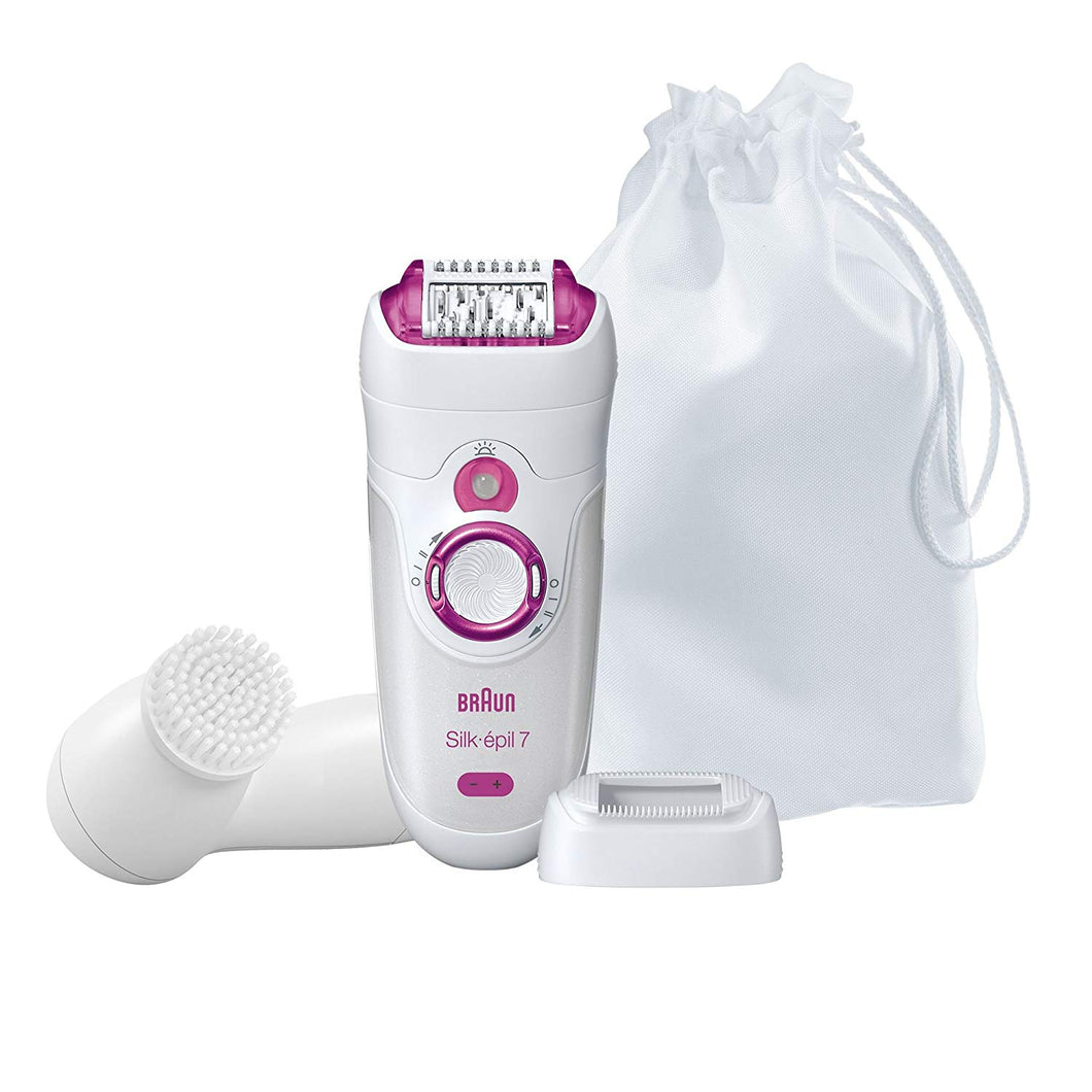 Braun 7-521 Silk-Epil 7 Wet/Dry Epilator With Sonic Brush 110-220 Volts for Worldwide Use