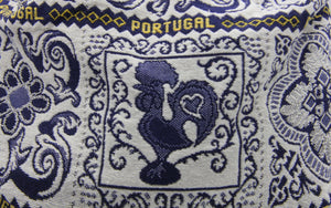 Portuguese Cloth and Wicker Handbag Top Handle Purse, Made In Portugal