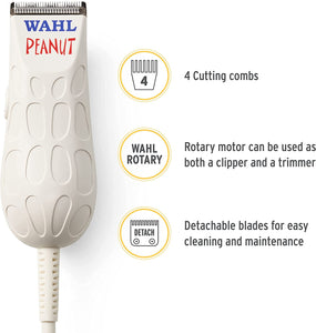 Wahl Professional White Peanut Hair and Beard Clipper, Dual Voltage 110-220V
