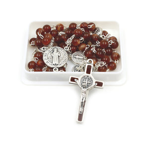 Saint Benedict Honey Glass Beads Catholic Rosary