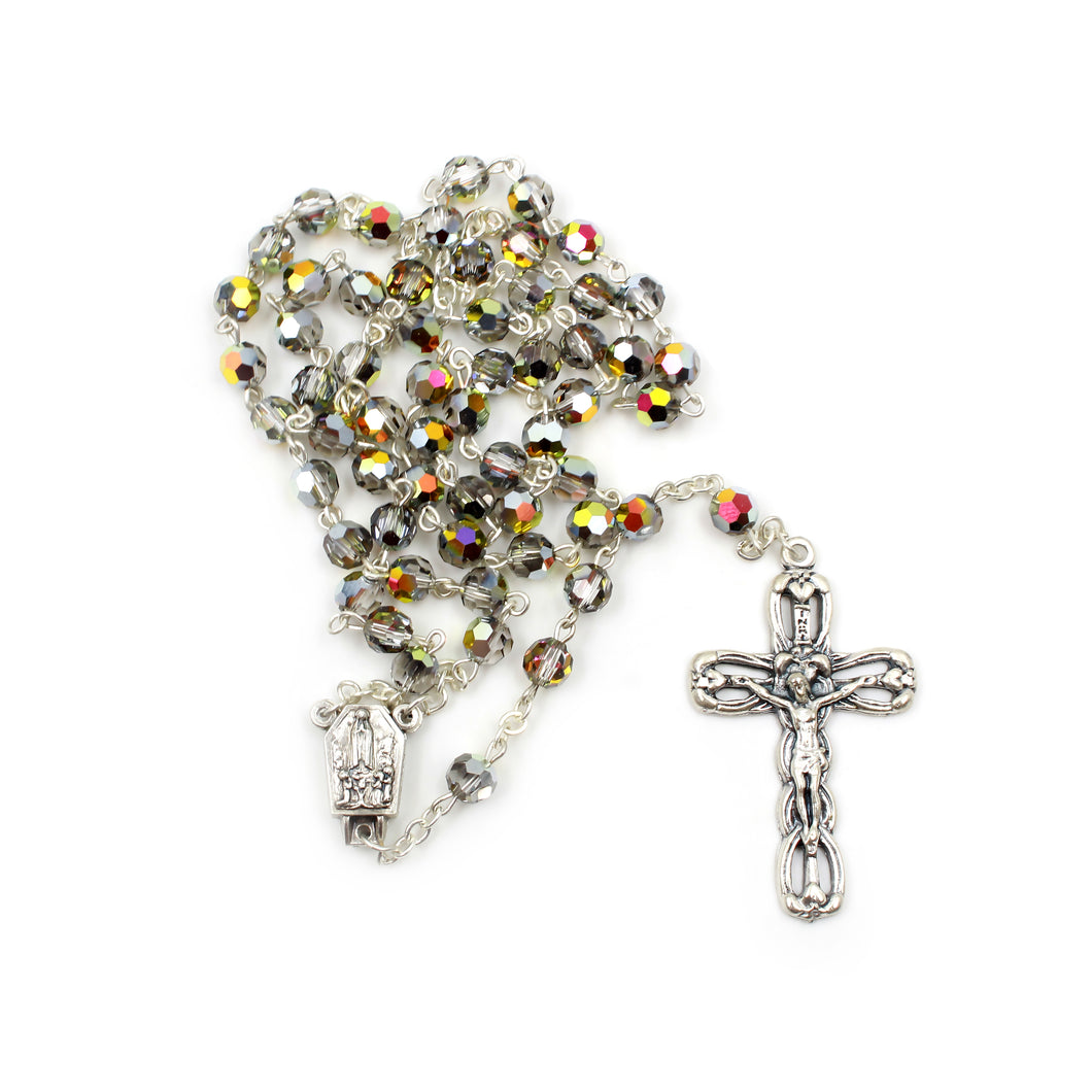Multicolor Faceted  Bohemian Crystal Beads Catholic Our Lady of Fatima Rosary