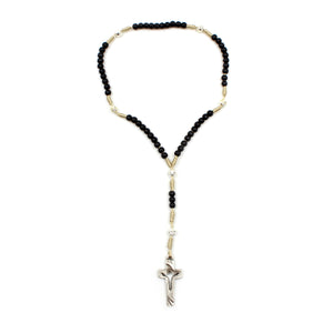 Handmade in Portugal Black Wooden Beads Rosary Necklace