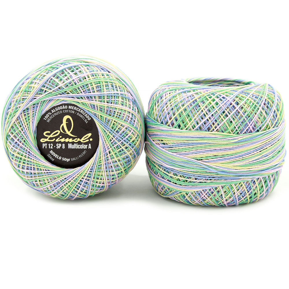 Limol Size 12 Multicolor Tinted 50 Grs 100% Mercerized Crochet Thread Cotton Ball Set