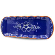 Load image into Gallery viewer, Hand Painted Traditional Terracotta Tart/Sandwich Tray - Blue or Yellow Design

