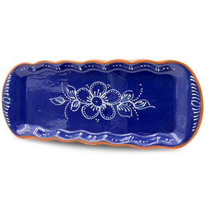 Hand Painted Traditional Terracotta Tart/Sandwich Tray - Blue or Yellow Design