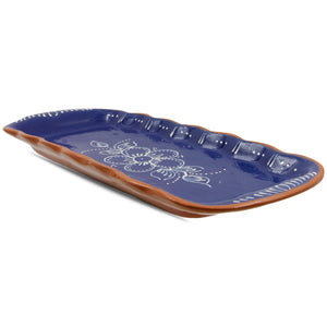 Hand Painted Traditional Terracotta Tart/Sandwich Tray - Blue or Yellow Design