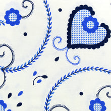 Load image into Gallery viewer, 100% Cotton Blue Hearts Made in Portugal Tablecloth
