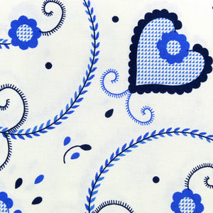 100% Cotton Blue Hearts Made in Portugal Tablecloth