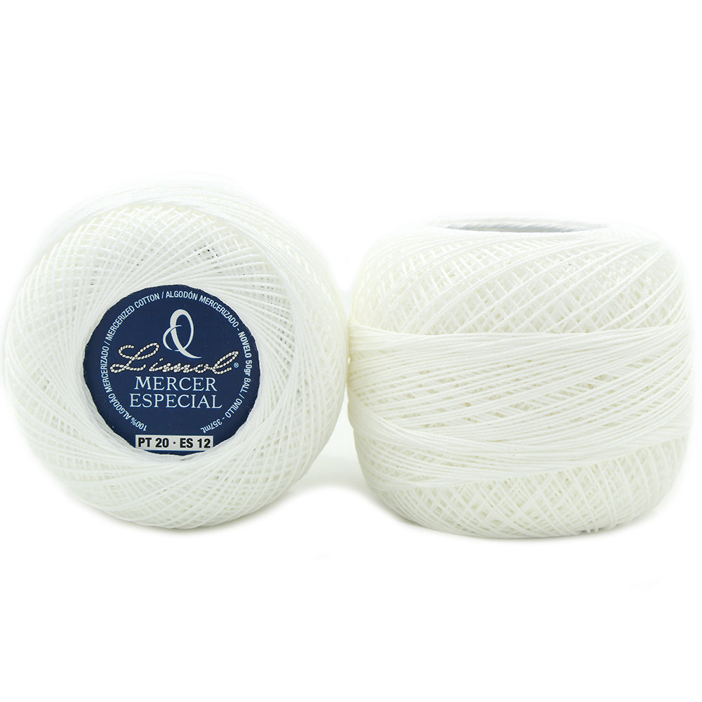 Limol Size 20 White 50 Grs 100% Egyptian Cotton Special Mercerized Crochet Thread Ball Set