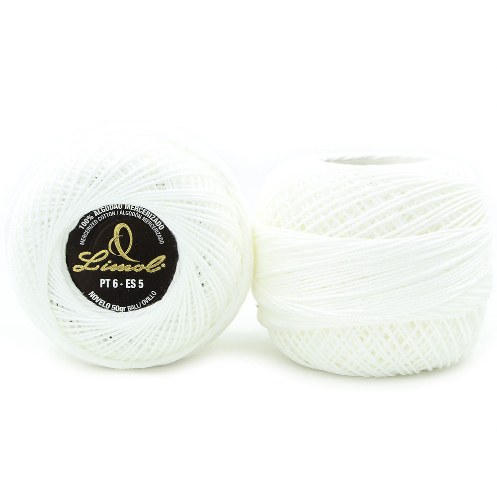 Limol Size 6 White 50 Grs 100% Mercerized Crochet Thread Cotton Ball Set