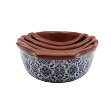 Load image into Gallery viewer, Portuguese Clay Terracotta Sausage Roaster with Blue Tile Design
