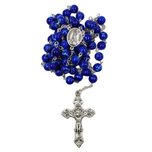 Load image into Gallery viewer, Our Lady of Fatima Royal Blue Marble Beads Rosary
