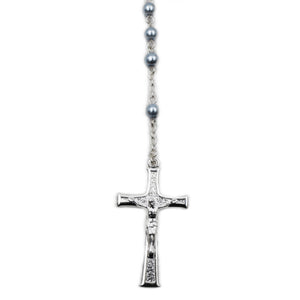 Our Lady of Fatima Small Blue Pearl Shiny Beads Rosary