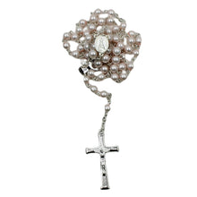 Load image into Gallery viewer, Our Lady of Fatima Light Pink Shiny Pearl Beads Rosary
