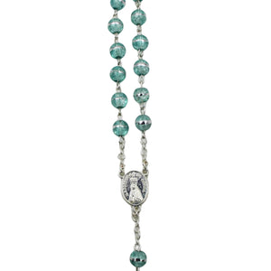 Our Lady of Fatima Clear Aqua Shiny Beads Rosary